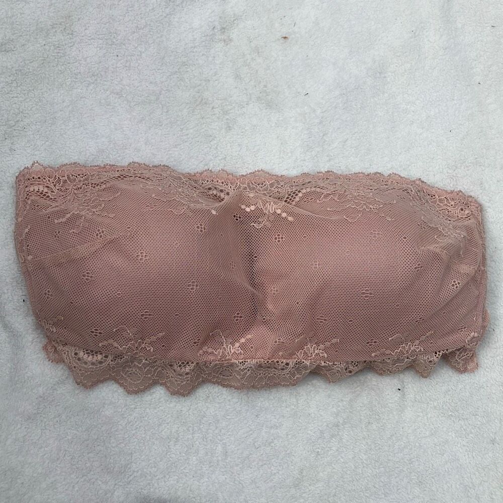 Spanx pink lace bandeau padded bra size medium
